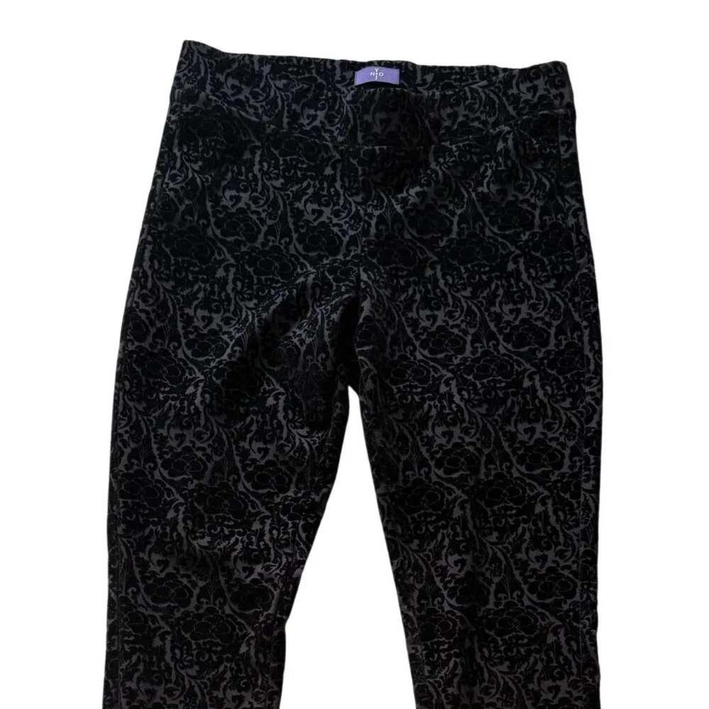 NYDJ Womens Velvet Burnout Pants Fairy Grunge Dark Romance Holiday Size 4 Black - Picture 2 of 7
